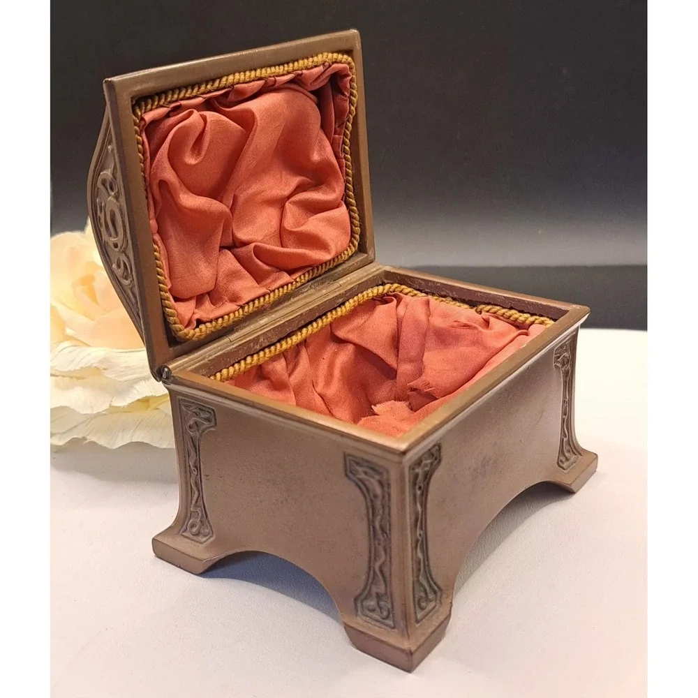 Antique Bronze Benedict Athenic Ornate Greek Cameo Casket Trinket Box 1490